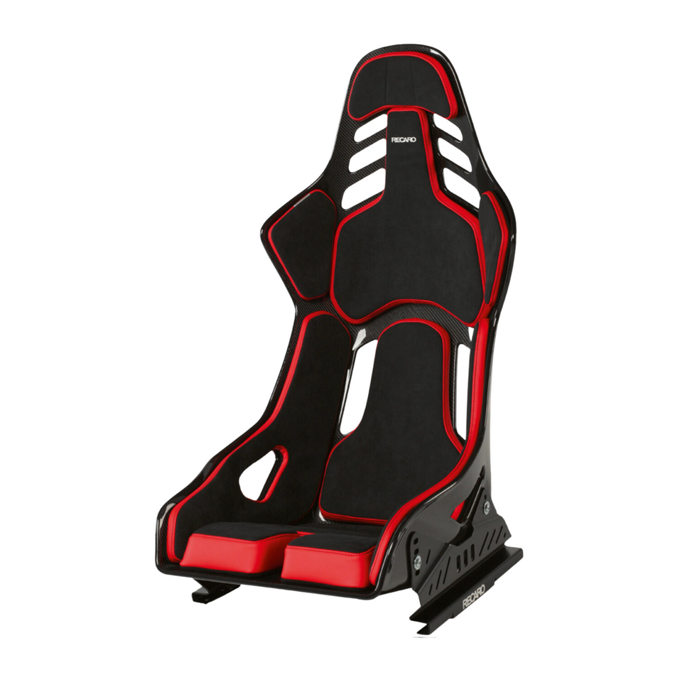 Recaro Podium CF Seat - (Right/Large) Black Alcantara/Red Leather