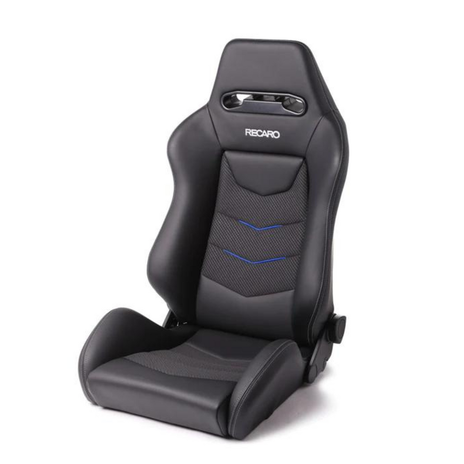 Recaro Speed V Seat - Left - Black Leather w/ Blue Accent