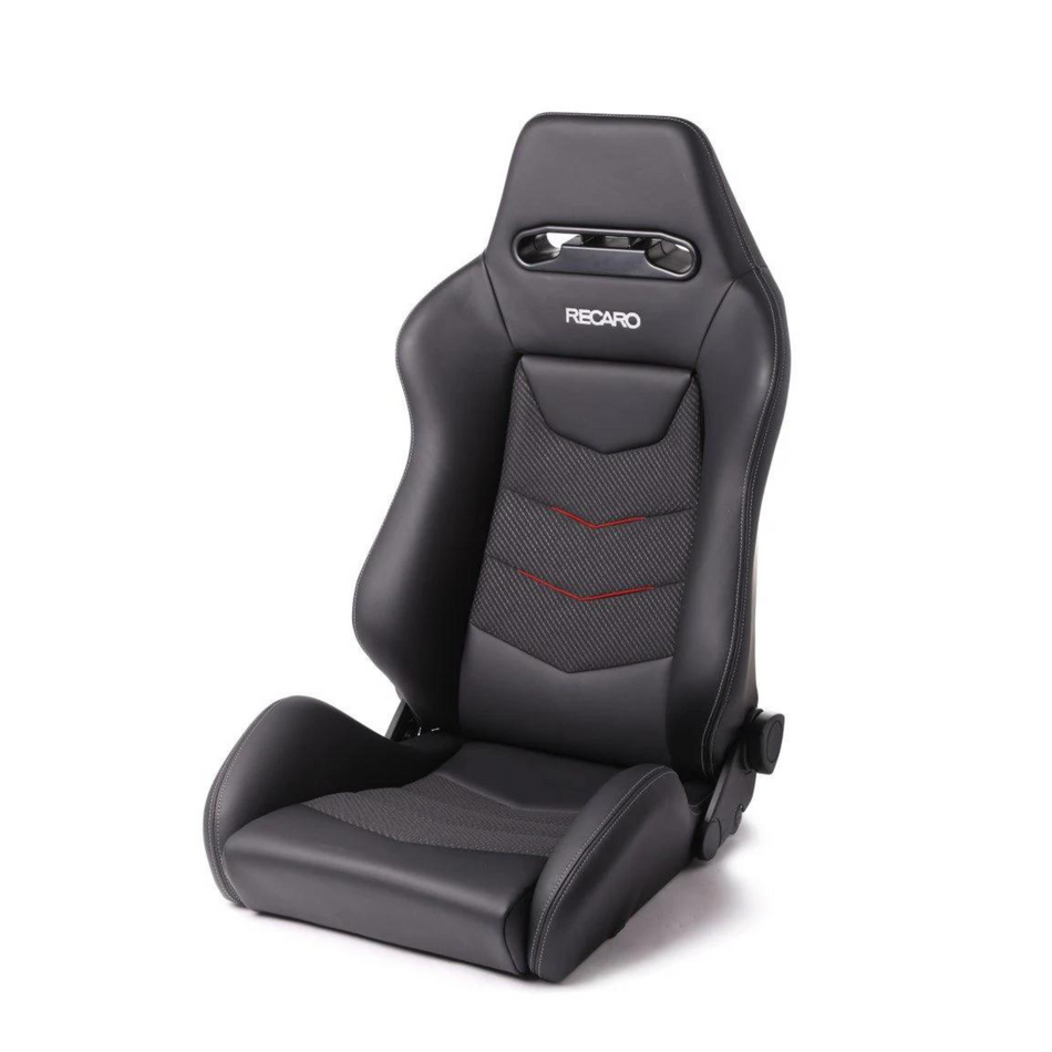 Recaro Speed V Seat - Left - Black Leather w/ Red Accent